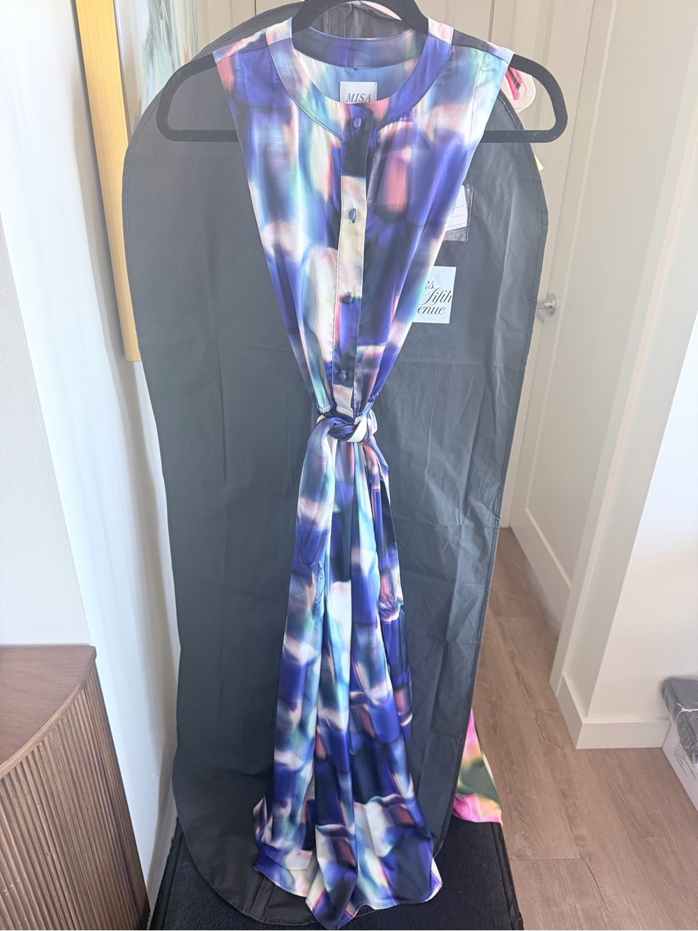Misa Los Angeles Blue Purple Multi-Color Silk Maxi Dress